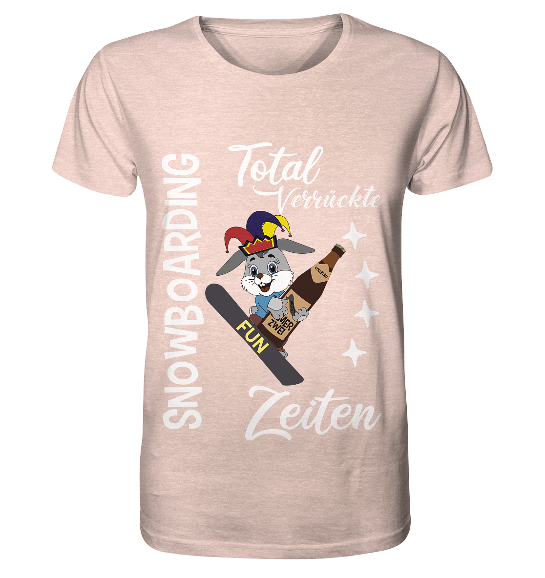 Snowboarding, verrückte Zeiten, Snowboarder, Osterhase - Organic Shirt (meliert)