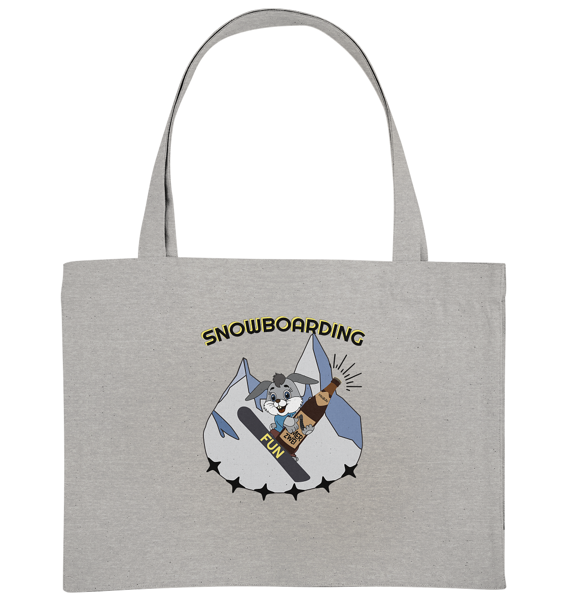 Snowboarding, Apres- Ski, Snowboard, Skihase und Bier - Organic Shopping-Bag