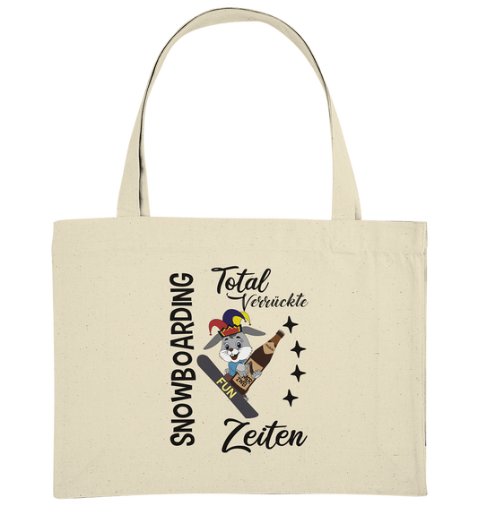 Snowboarding,verrückte Zeiten, Osterhase mit Bierflasche, Faschingsmütze - Organic Shopping-Bag