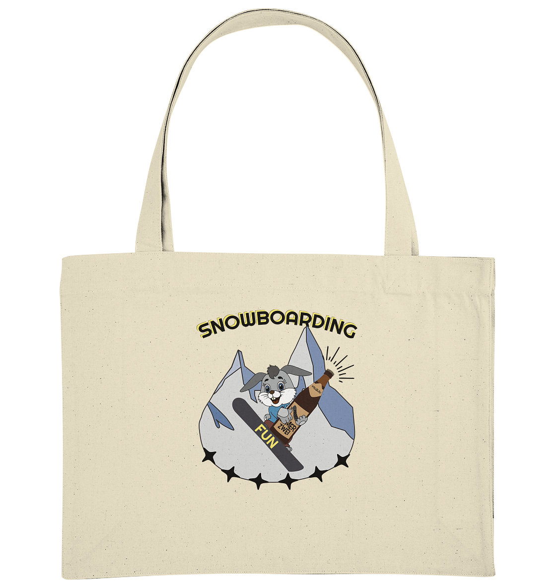 Snowboarding, Apres- Ski, Snowboard, Skihase und Bier - Organic Shopping-Bag