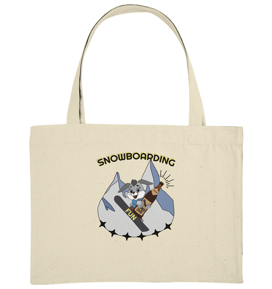 Snowboarding, Apres- Ski, Snowboard, Skihase und Bier - Organic Shopping-Bag