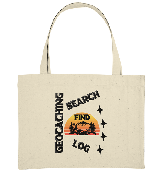 Geocaching, Suchen, Finden und Log,  Geocache Schwarzes Design - Organic Shopping-Bag