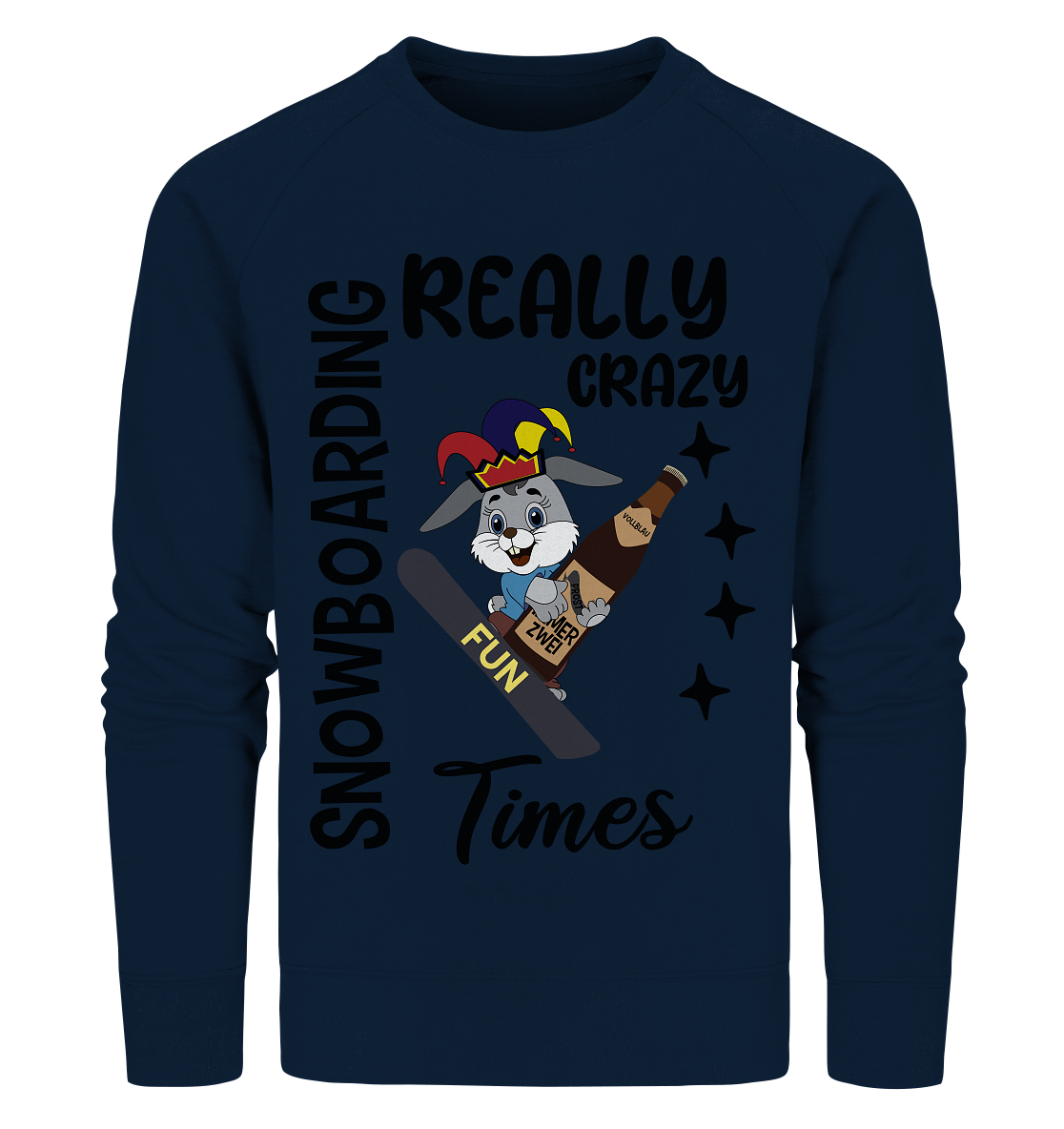 Snowboarding, really crazy, Osterhase mit Bierflasche  - Organic Sweatshirt