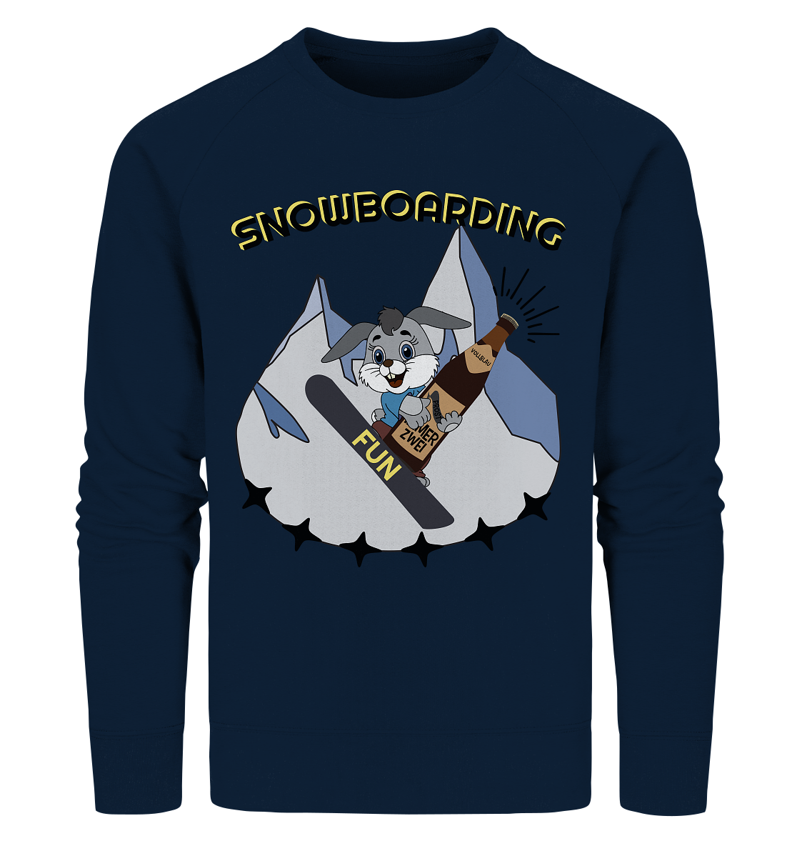 Snowboarding, Apres- Ski, Snowboard, Skihase und Bier - Organic Sweatshirt