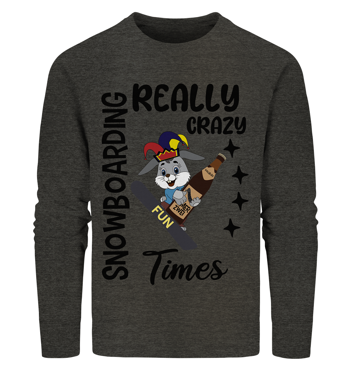 Snowboarding, really crazy, Osterhase mit Bierflasche  - Organic Sweatshirt