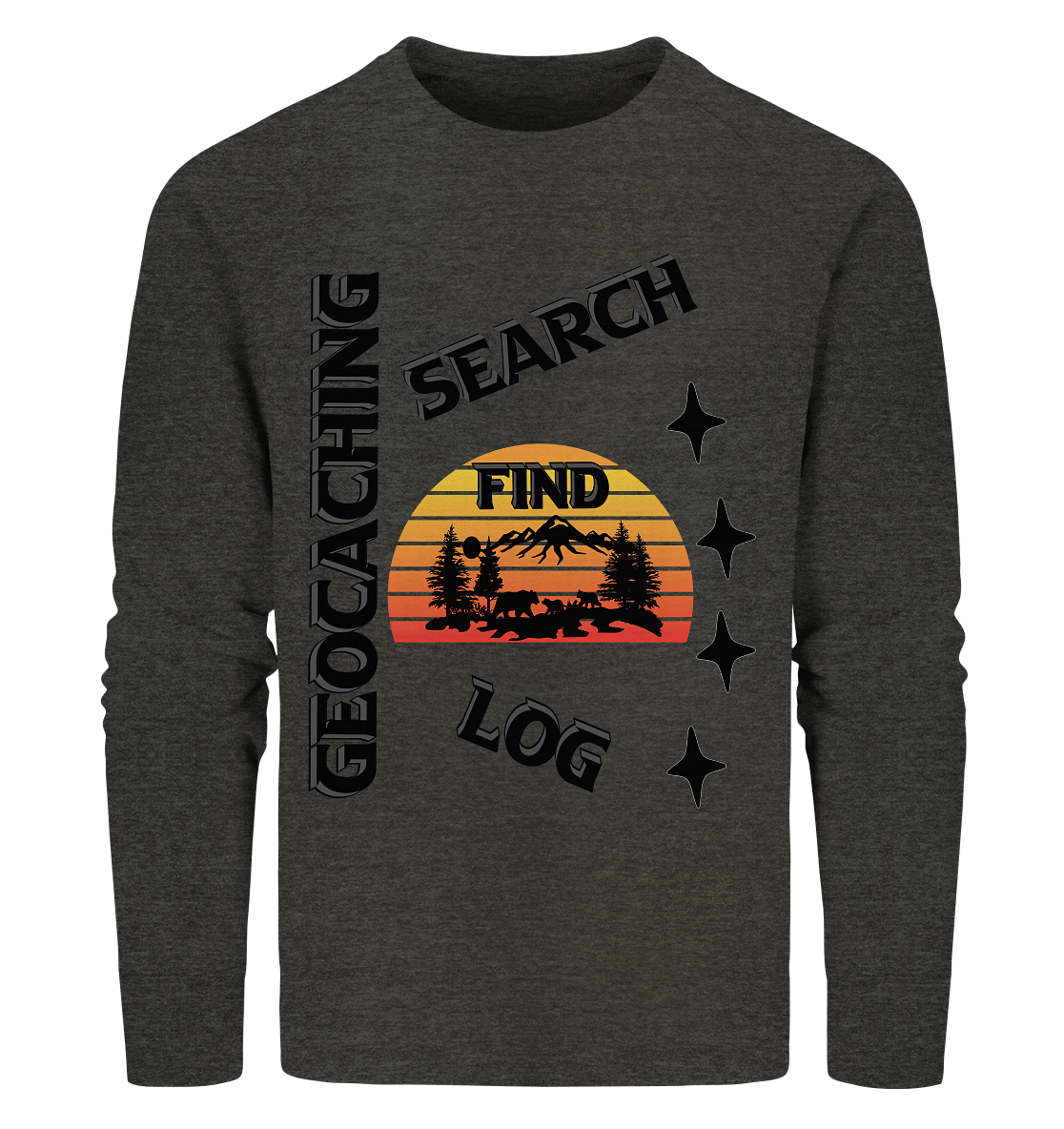 Geocaching, Suchen, Finden und Log, Geocache Schwarzes Design Mounten - Organic Sweatshirt