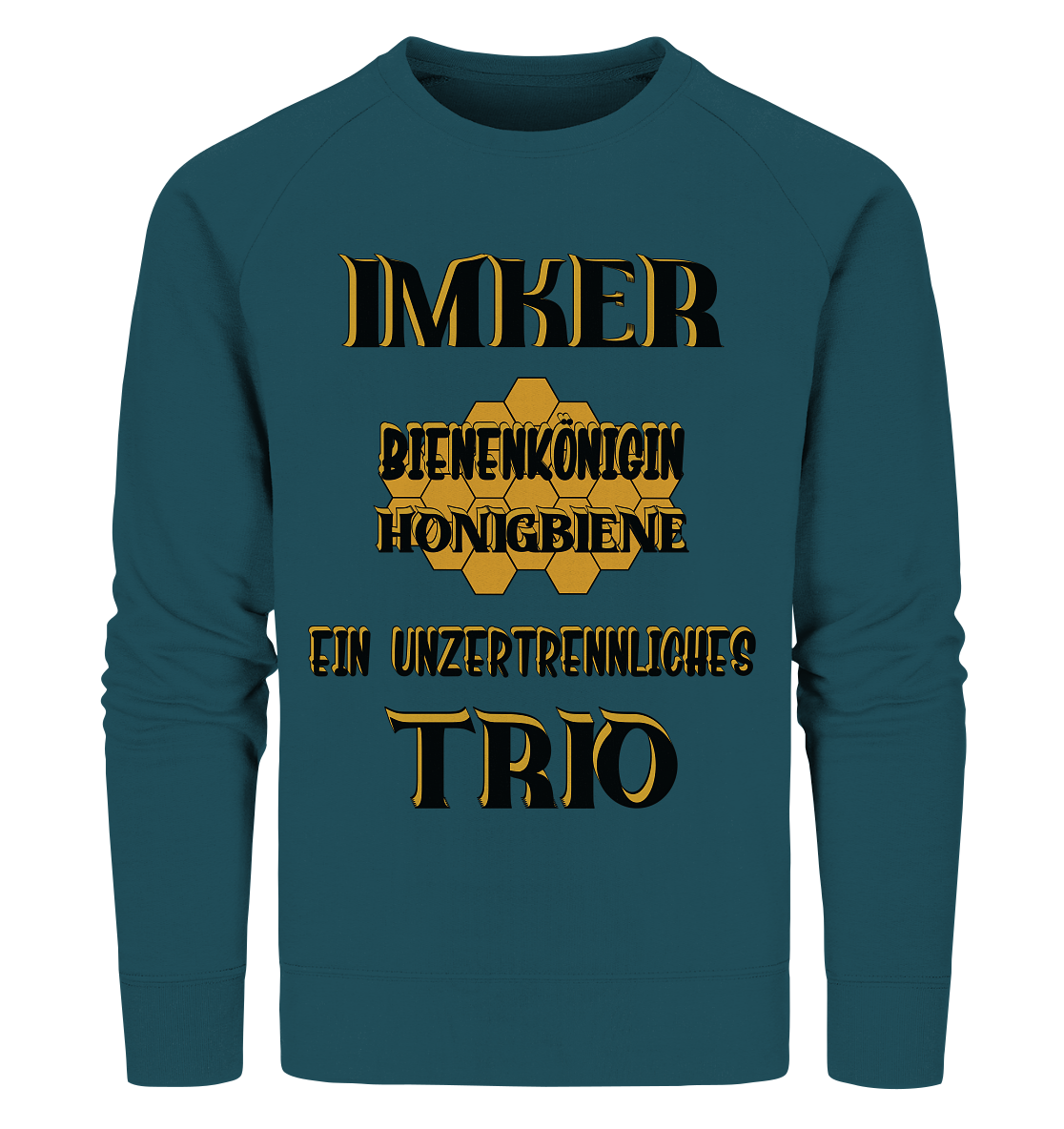 Imker- Bienenkönigin und Honigbiene einTeam, schwarzes Design - Organic Sweatshirt