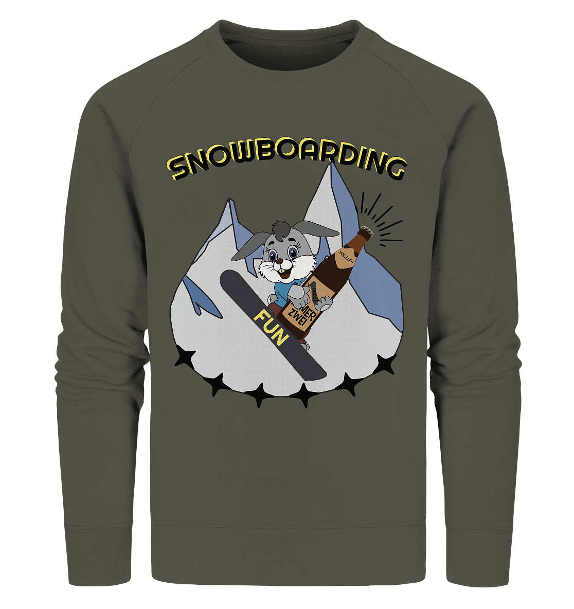 Snowboarding, Apres- Ski, Snowboard, Skihase und Bier - Organic Sweatshirt