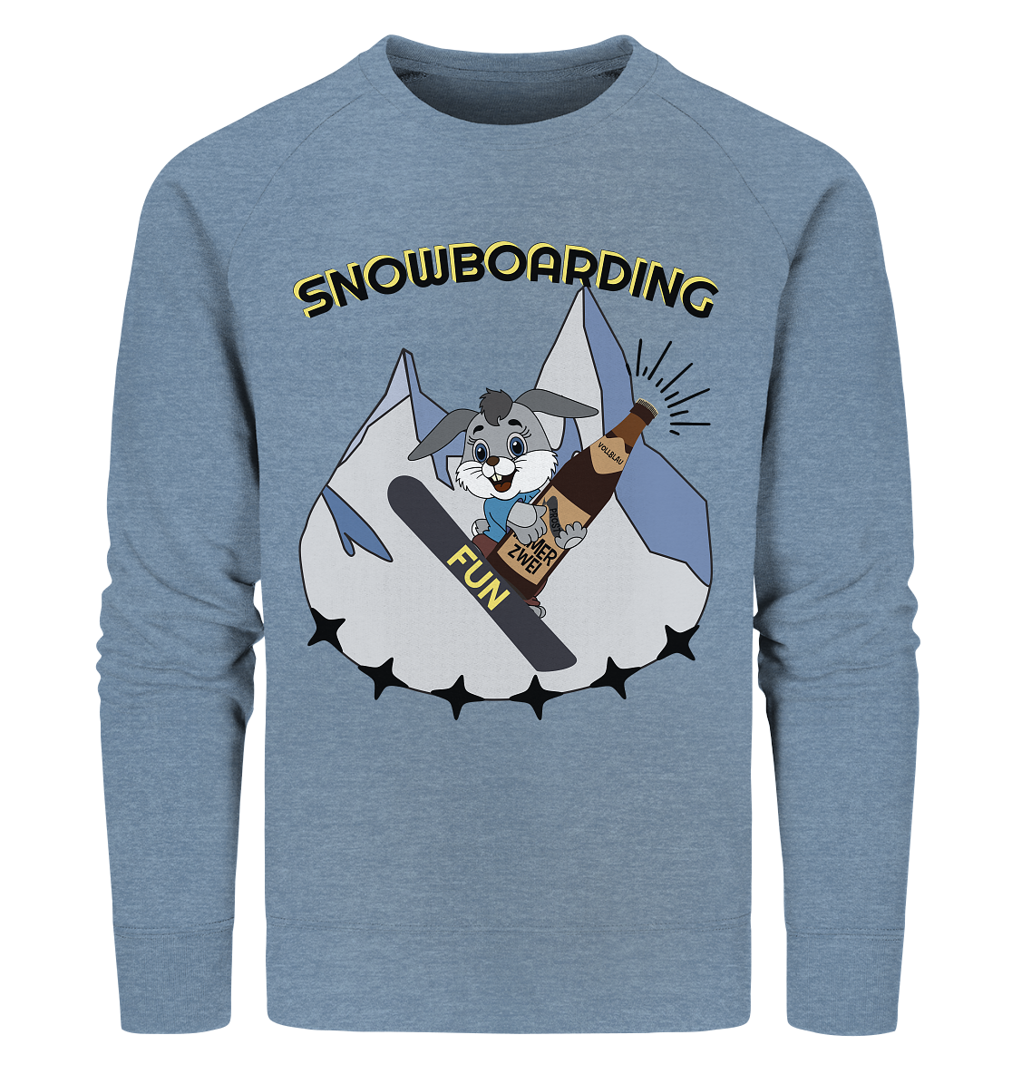 Snowboarding, Apres- Ski, Snowboard, Skihase und Bier - Organic Sweatshirt