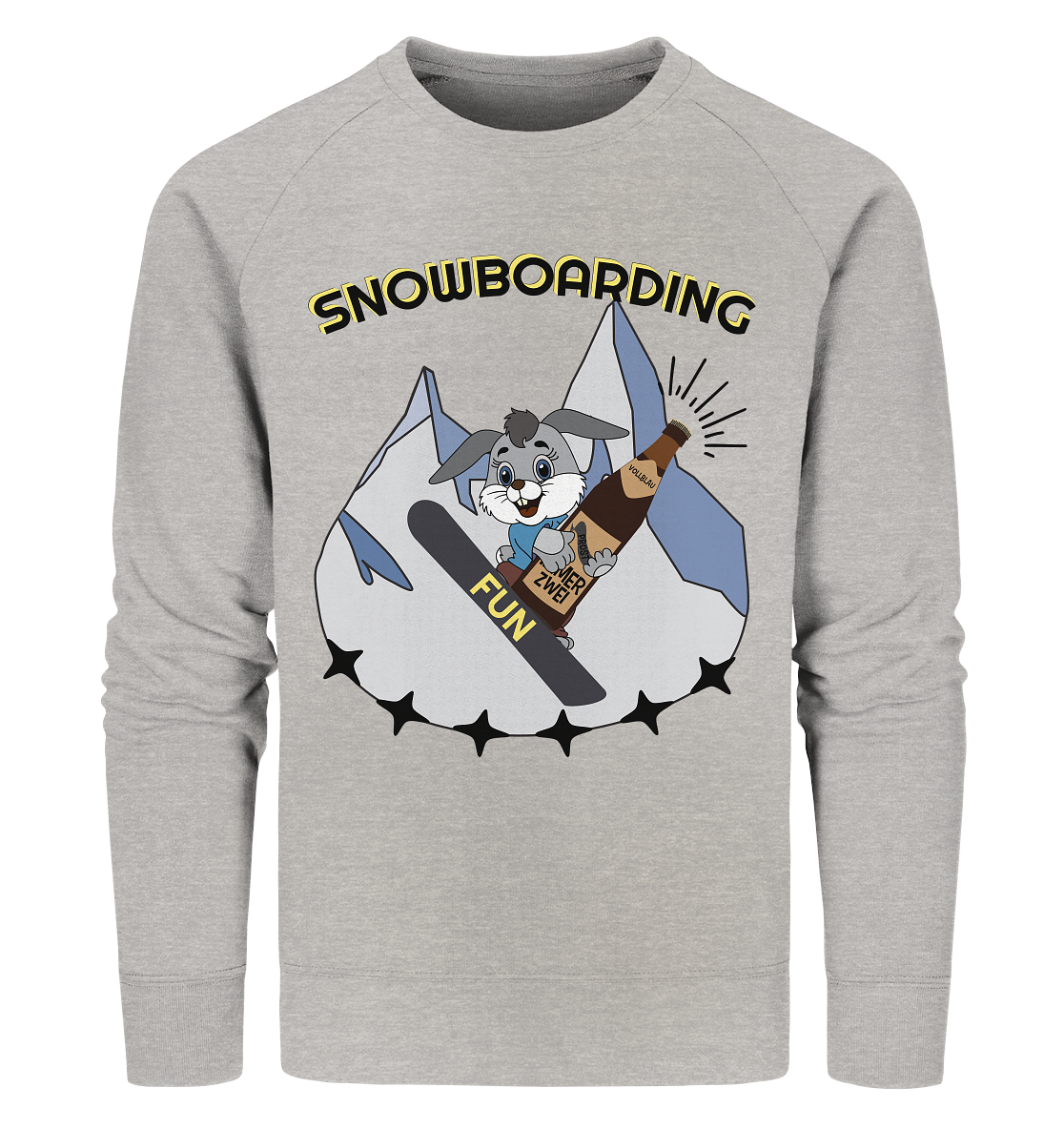 Snowboarding, Apres- Ski, Snowboard, Skihase und Bier - Organic Sweatshirt