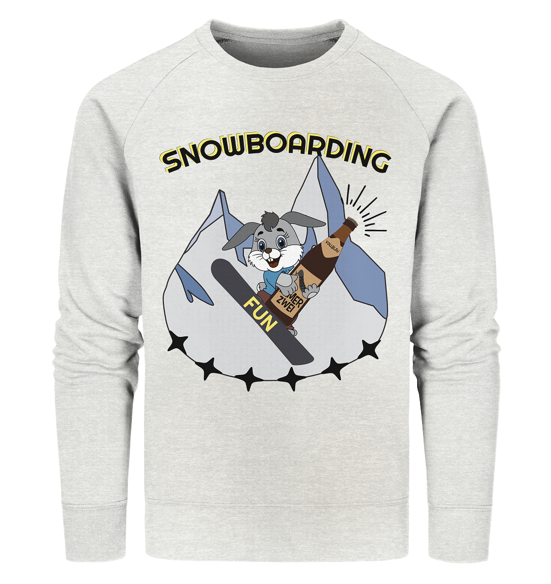 Snowboarding, Apres- Ski, Snowboard, Skihase und Bier - Organic Sweatshirt