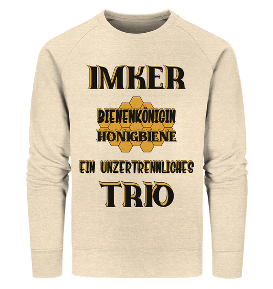 Imker- Bienenkönigin und Honigbiene einTeam, schwarzes Design - Organic Sweatshirt