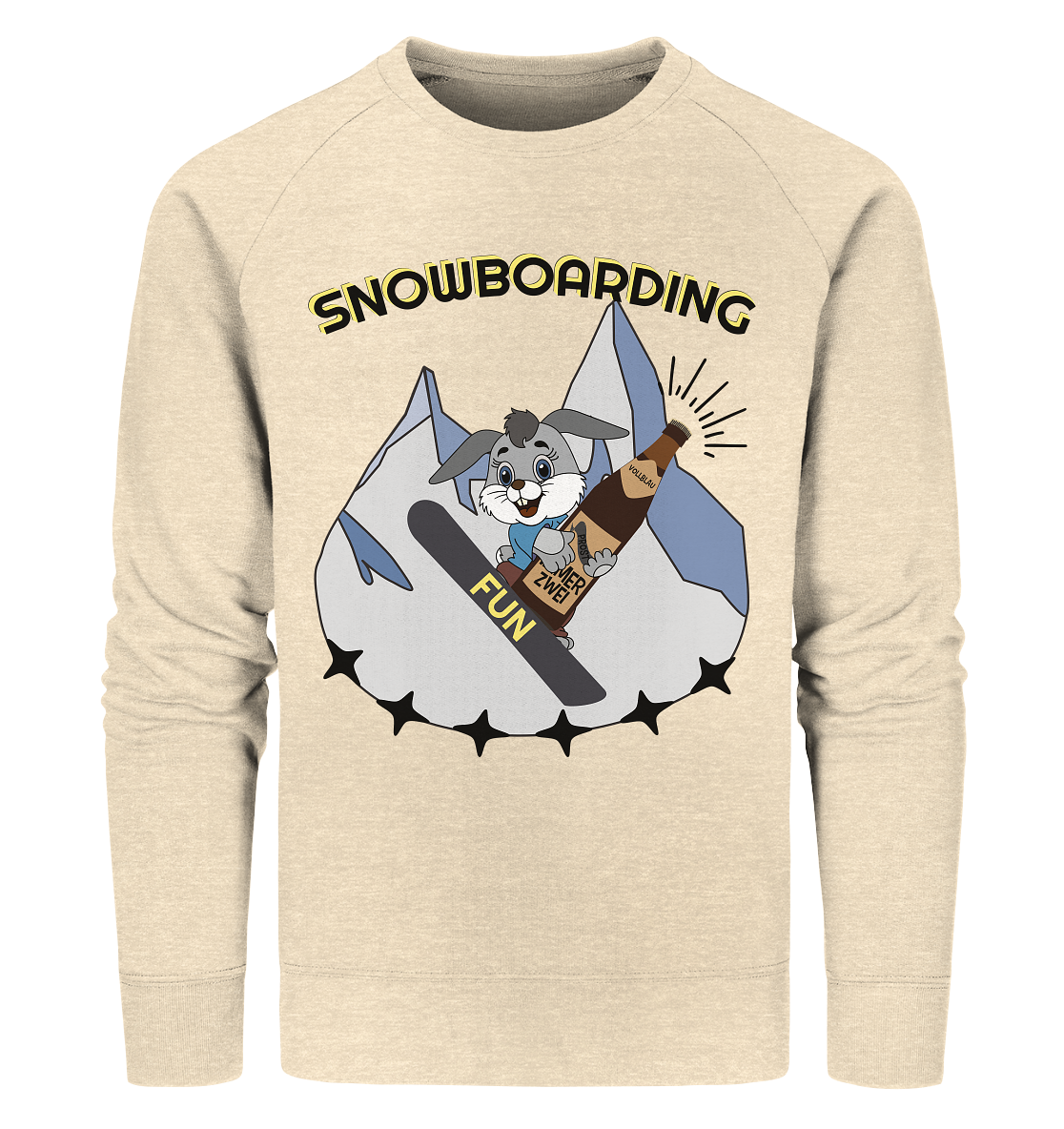 Snowboarding, Apres- Ski, Snowboard, Skihase und Bier - Organic Sweatshirt