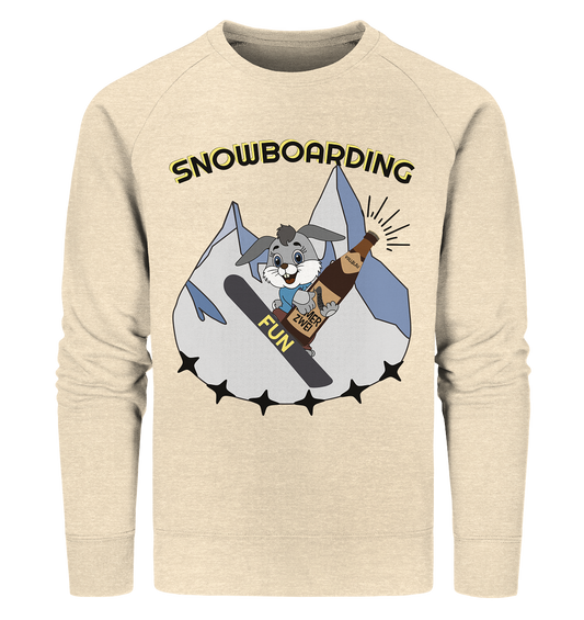 Snowboarding, Apres- Ski, Snowboard, Skihase und Bier - Organic Sweatshirt