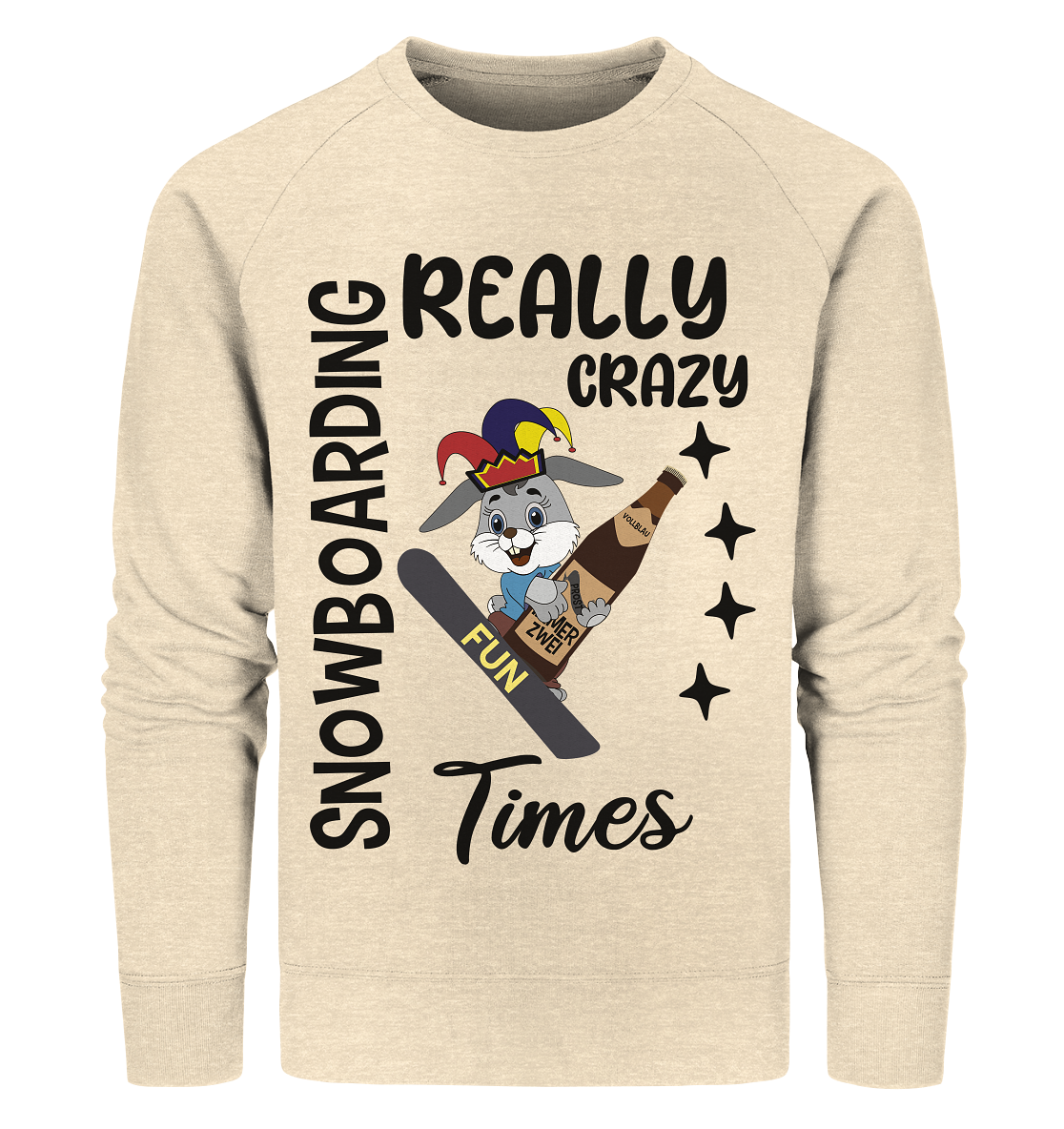 Snowboarding, really crazy, Osterhase mit Bierflasche  - Organic Sweatshirt