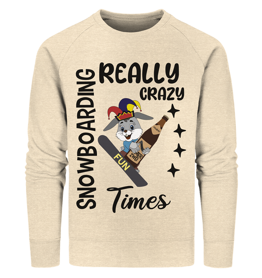 Snowboarding, really crazy, Osterhase mit Bierflasche  - Organic Sweatshirt