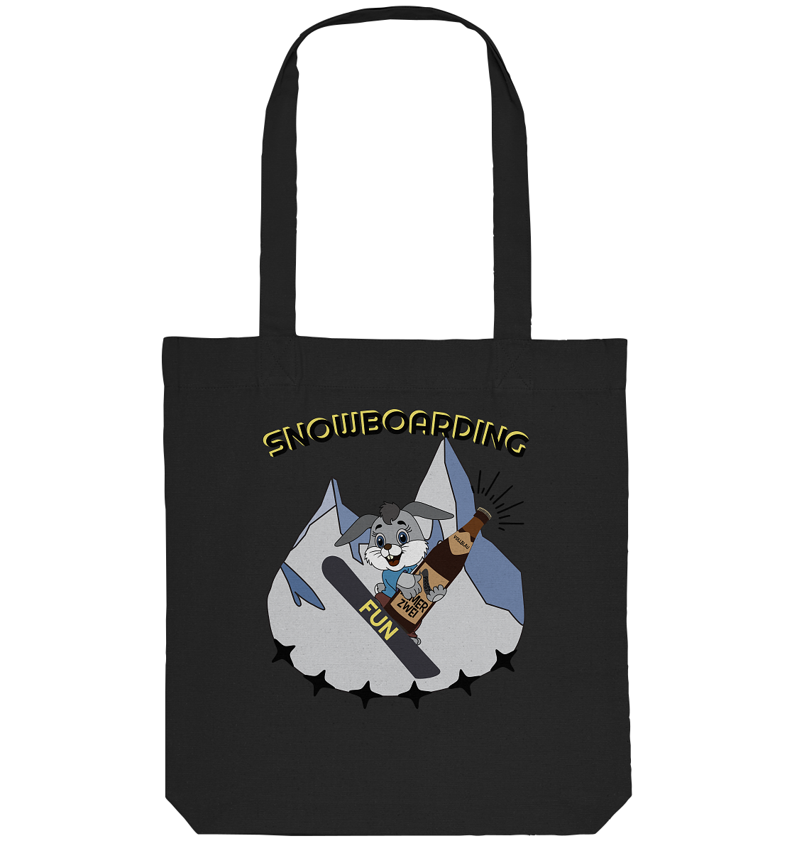 Snowboarding, Apres- Ski, Snowboard, Skihase und Bier - Organic Tote-Bag