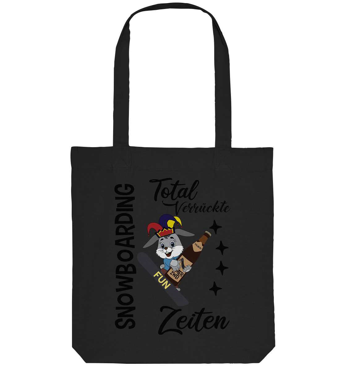 Snowboarding,verrückte Zeiten, Osterhase mit Bierflasche, Faschingsmütze - Organic Tote-Bag