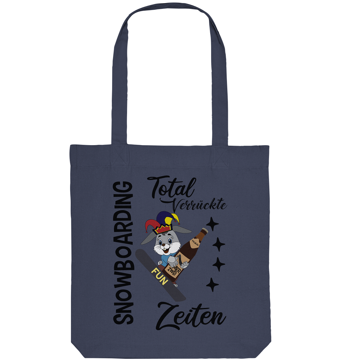 Snowboarding,verrückte Zeiten, Osterhase mit Bierflasche, Faschingsmütze - Organic Tote-Bag