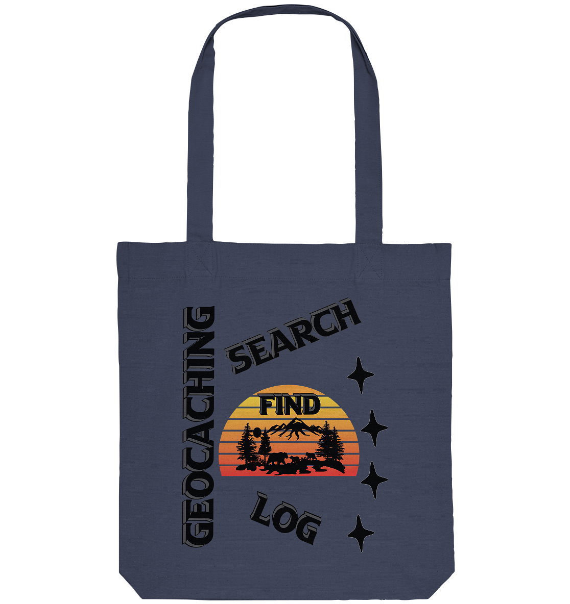 Geocaching, Suchen, Finden und Log,  Geocache Schwarzes Design - Organic Tote-Bag