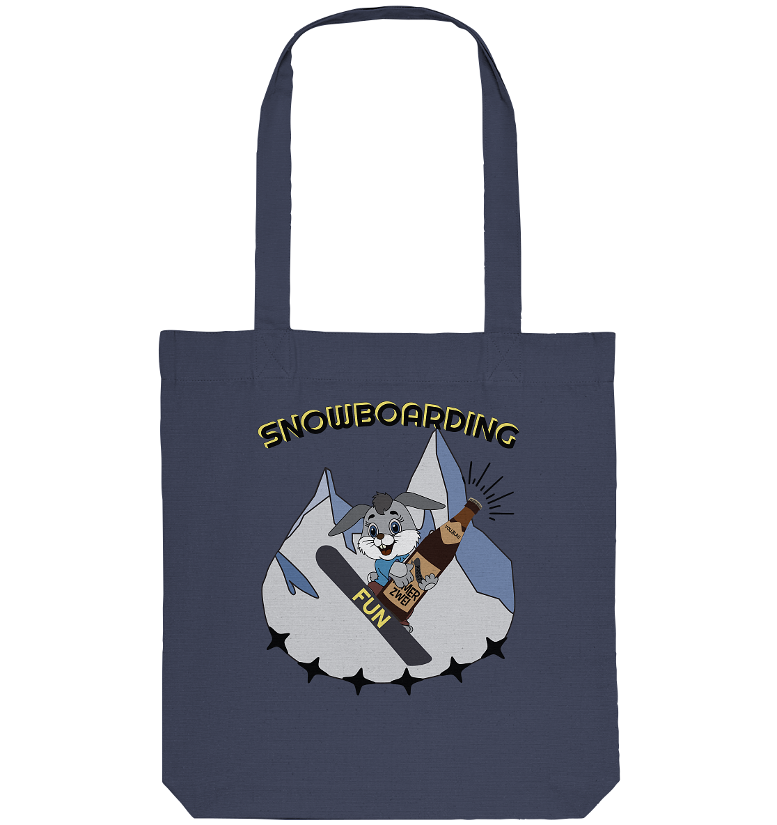 Snowboarding, Apres- Ski, Snowboard, Skihase und Bier - Organic Tote-Bag