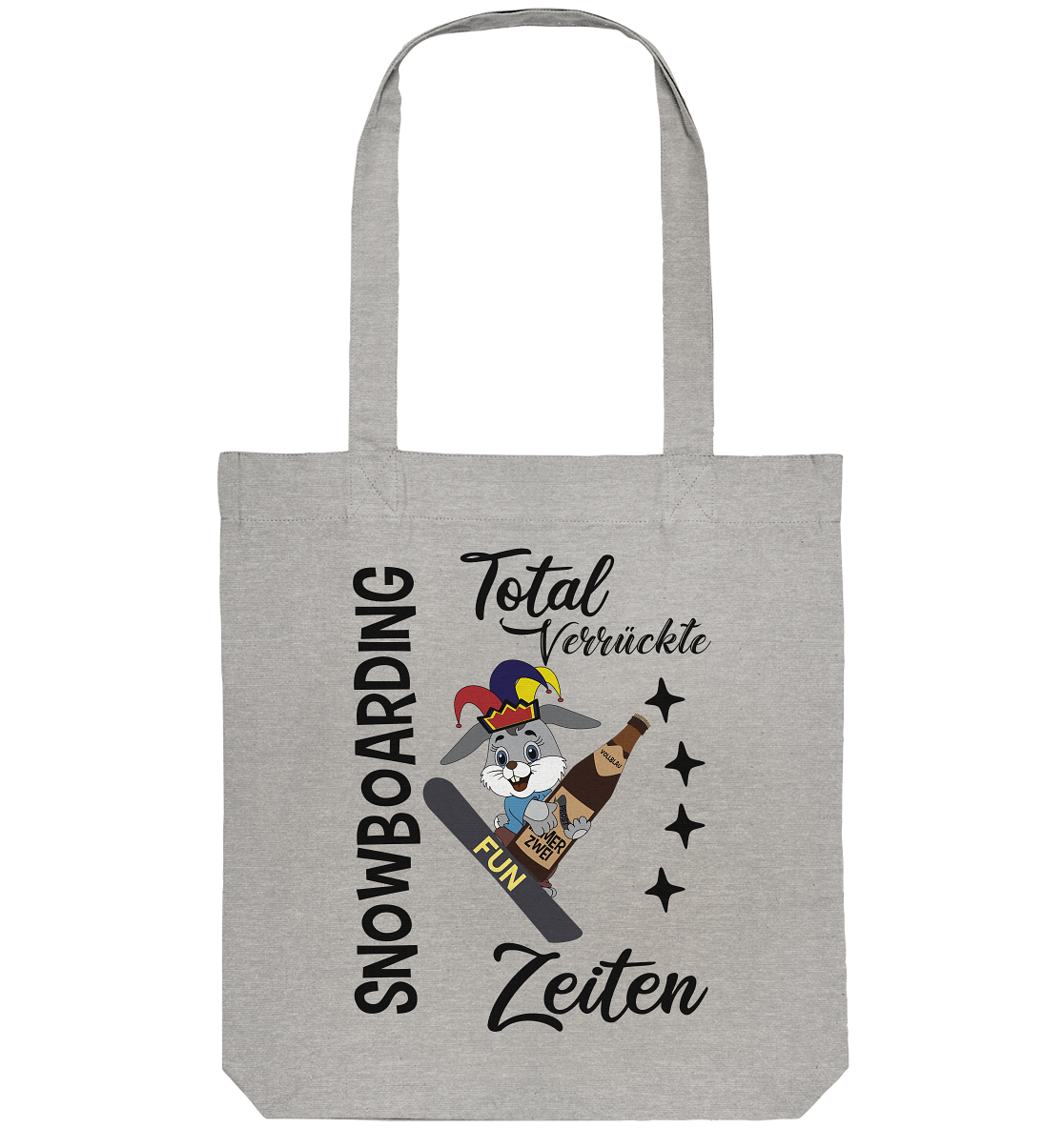 Snowboarding,verrückte Zeiten, Osterhase mit Bierflasche, Faschingsmütze - Organic Tote-Bag