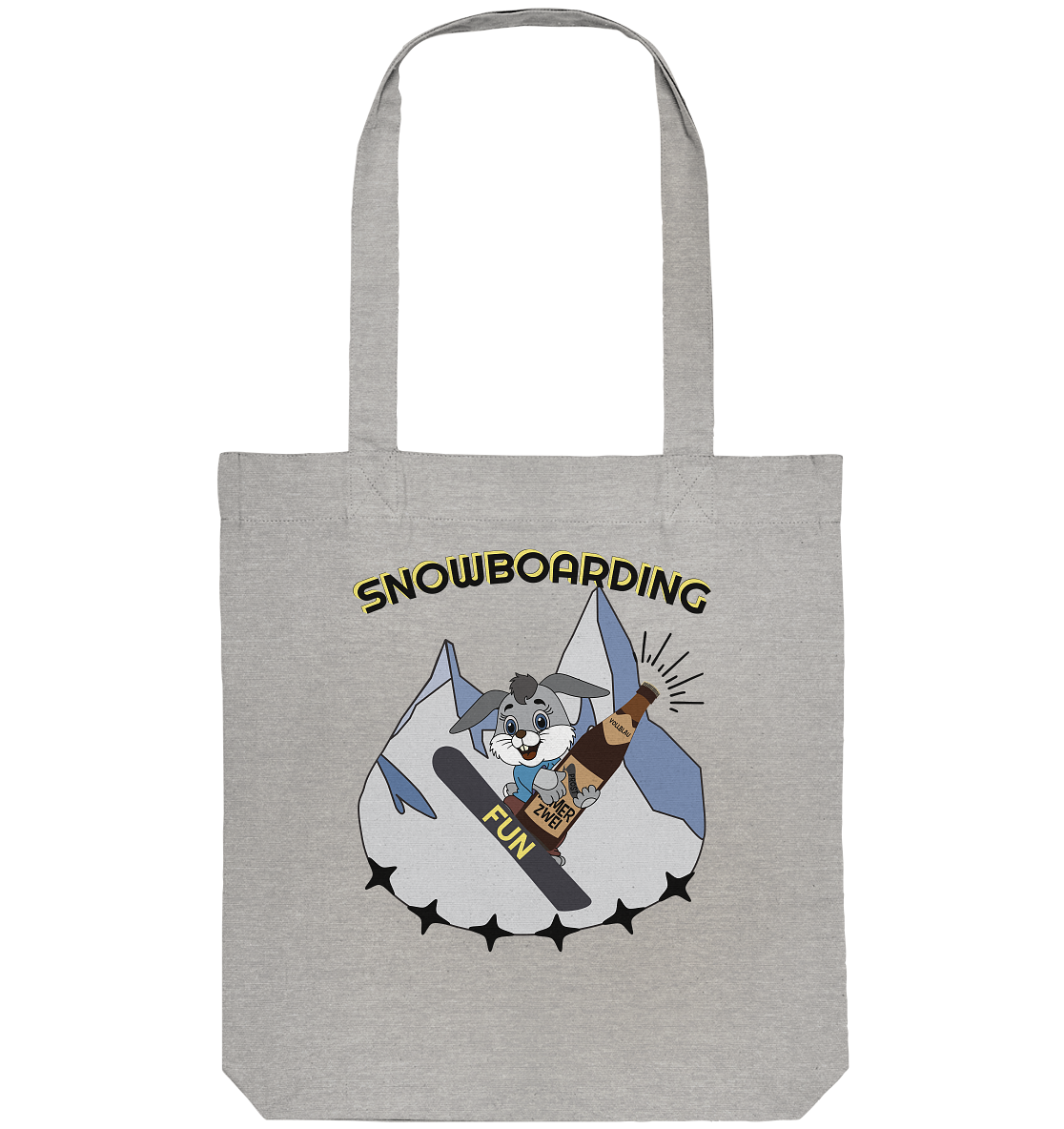 Snowboarding, Apres- Ski, Snowboard, Skihase und Bier - Organic Tote-Bag