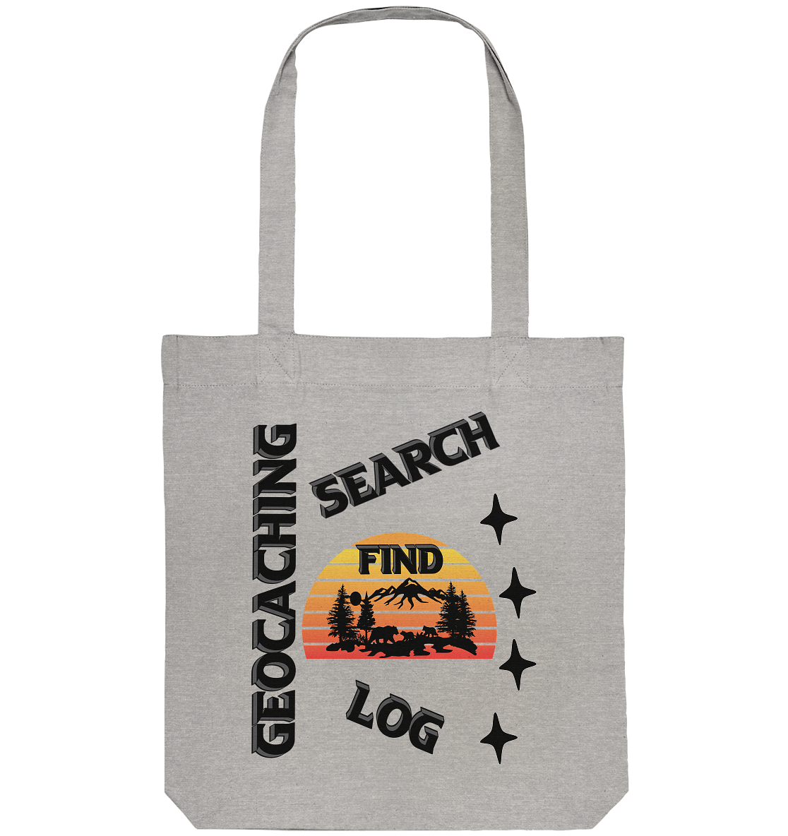 Geocaching, Suchen, Finden und Log,  Geocache Schwarzes Design - Organic Tote-Bag