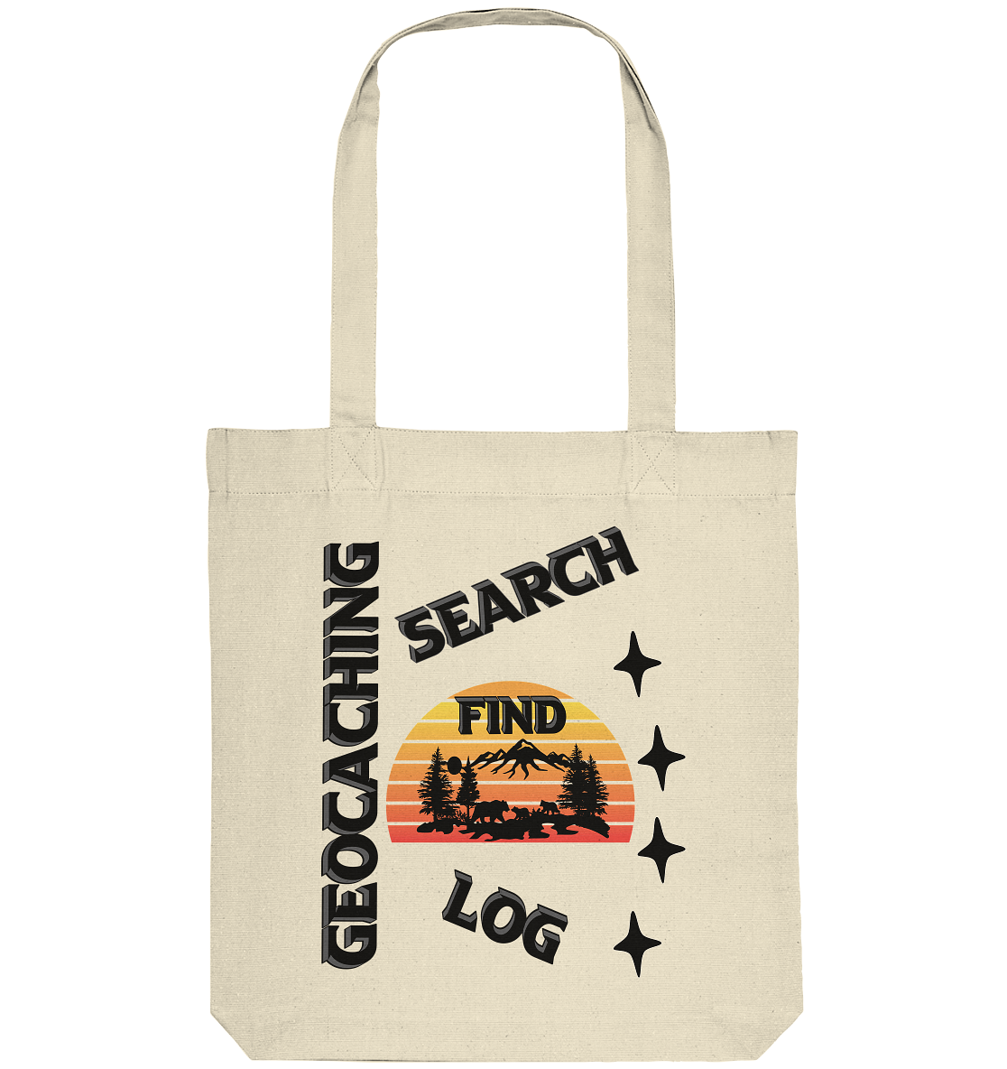 Geocaching, Suchen, Finden und Log,  Geocache Schwarzes Design - Organic Tote-Bag