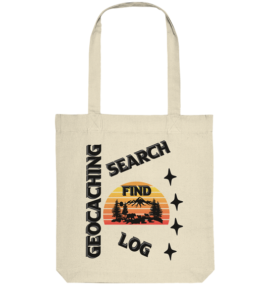 Geocaching, Suchen, Finden und Log,  Geocache Schwarzes Design - Organic Tote-Bag