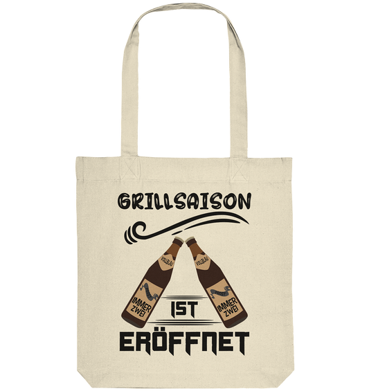 Grillsaison ist eröffnet, Grillen, Party, Feiern, Schwarzes Design - Organic Tote-Bag