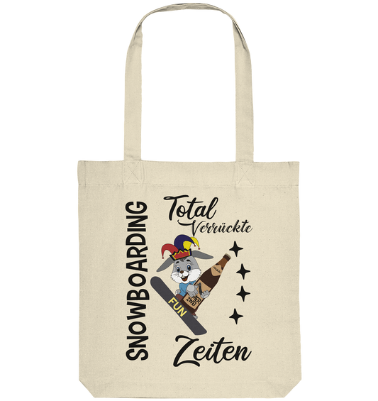 Snowboarding,verrückte Zeiten, Osterhase mit Bierflasche, Faschingsmütze - Organic Tote-Bag