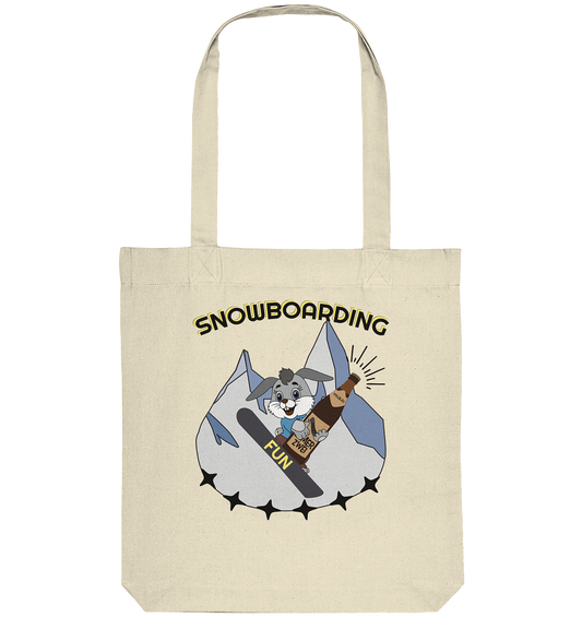 Snowboarding, Apres- Ski, Snowboard, Skihase und Bier - Organic Tote-Bag