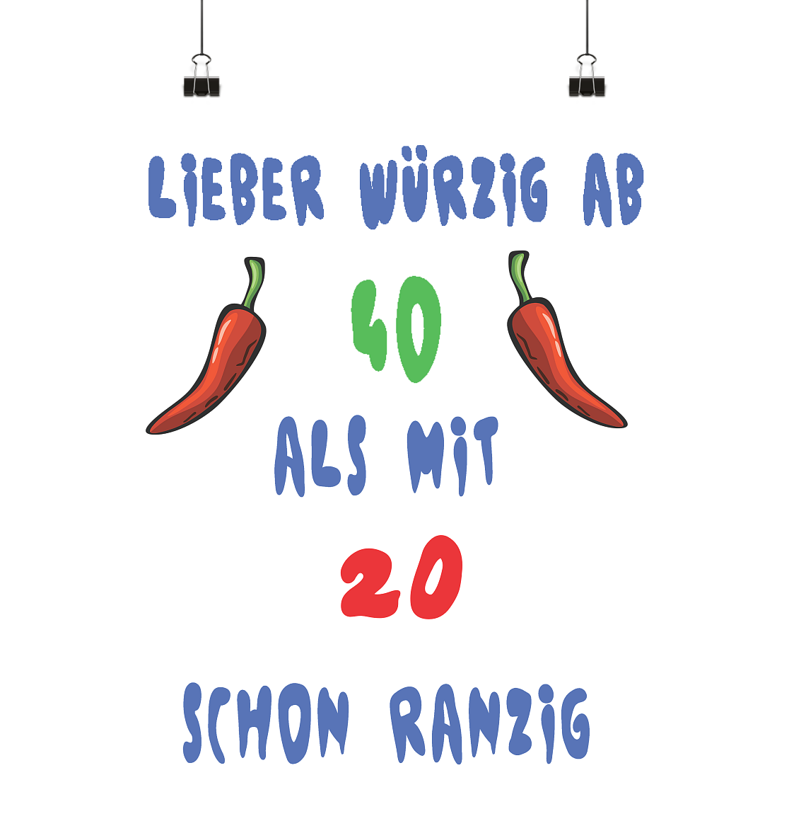 Lieber Würzig ab 40, Statement ab 40, noch voll im Trend - Poster Din A1 (hoch)