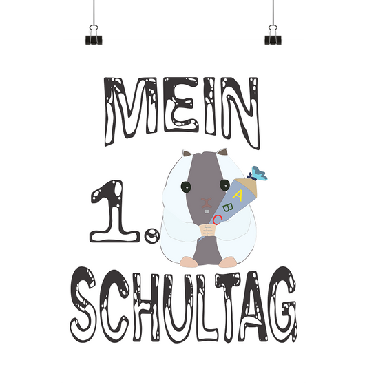 Schulanfang Schwarzes Design, Einschulung, Zuckettüte  - Poster Din A1 (hoch)