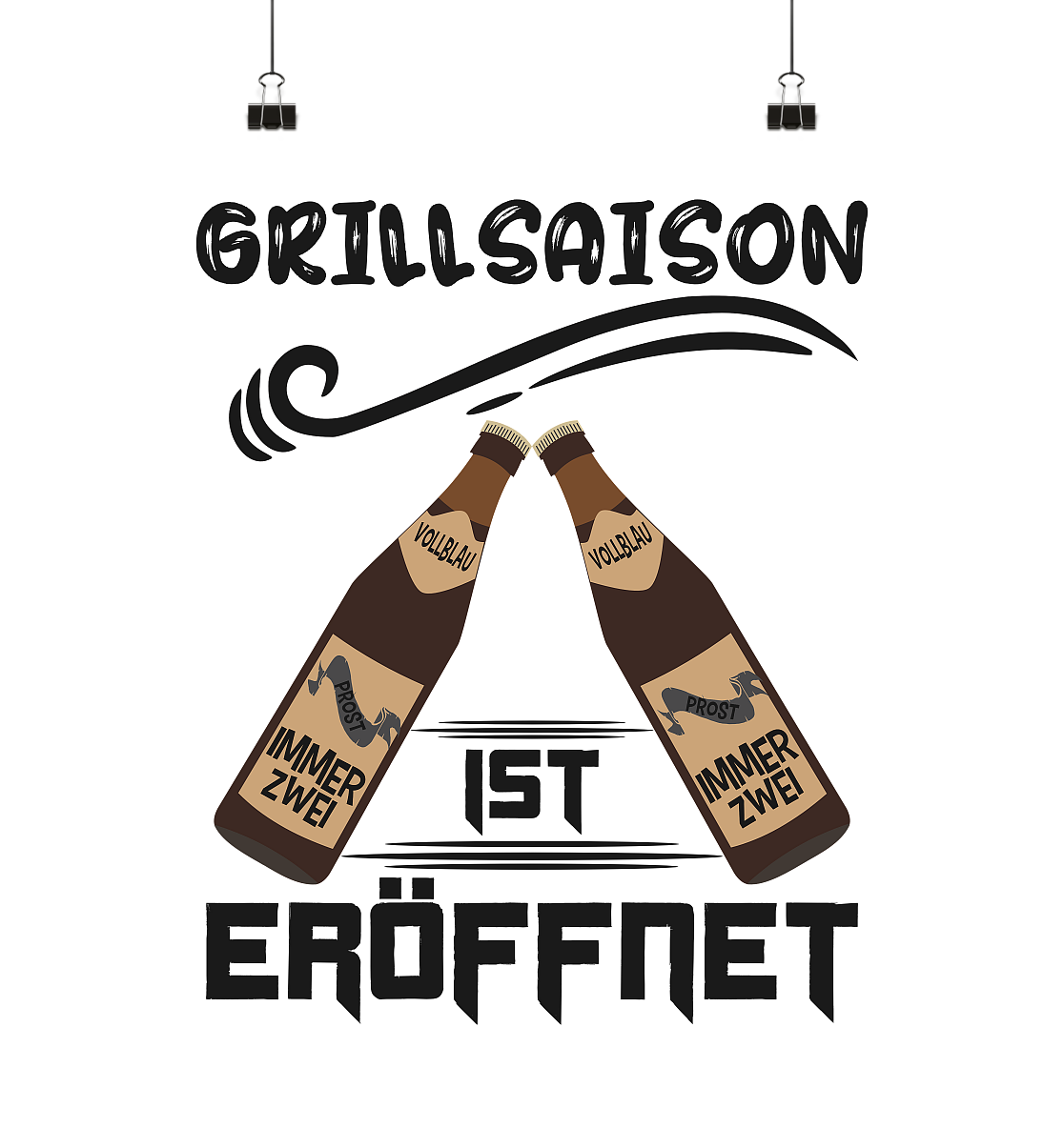 Grillsaison ist eröffnet, Grillen, Party, Feiern, Schwarzes Design - Poster Din A1 (hoch)