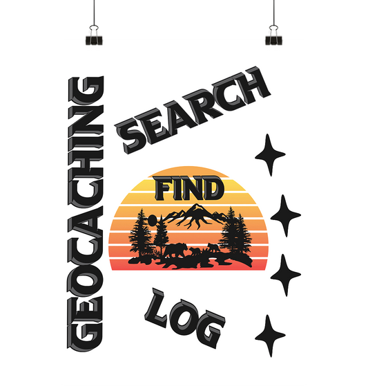 Geocaching, Suchen, Finden und Log,  Geocache Schwarzes Design - Poster Din A1 (hoch)