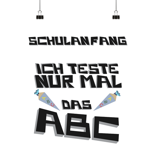 Schulanfang Schwarzes Design, Einschulung, Zuckettüte - Poster Din A2 (hoch)