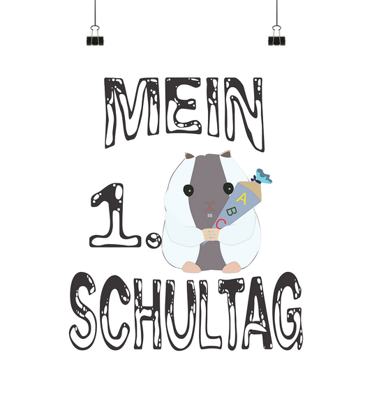 Schulanfang Schwarzes Design, Einschulung, Zuckettüte  - Poster Din A2 (hoch)