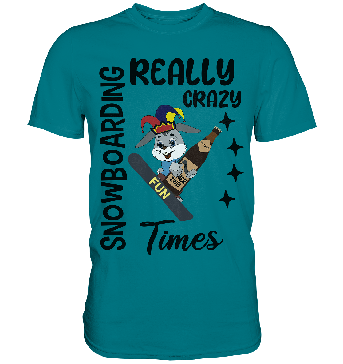 Snowboarding, really crazy, Osterhase mit Bierflasche  - Premium Shirt