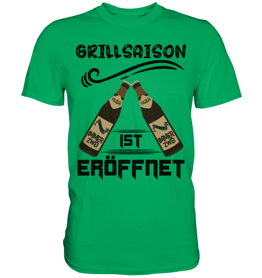 Grillsaison ist eröffnet, Grillen, Party, Feiern, Schwarzes Design - Premium Shirt