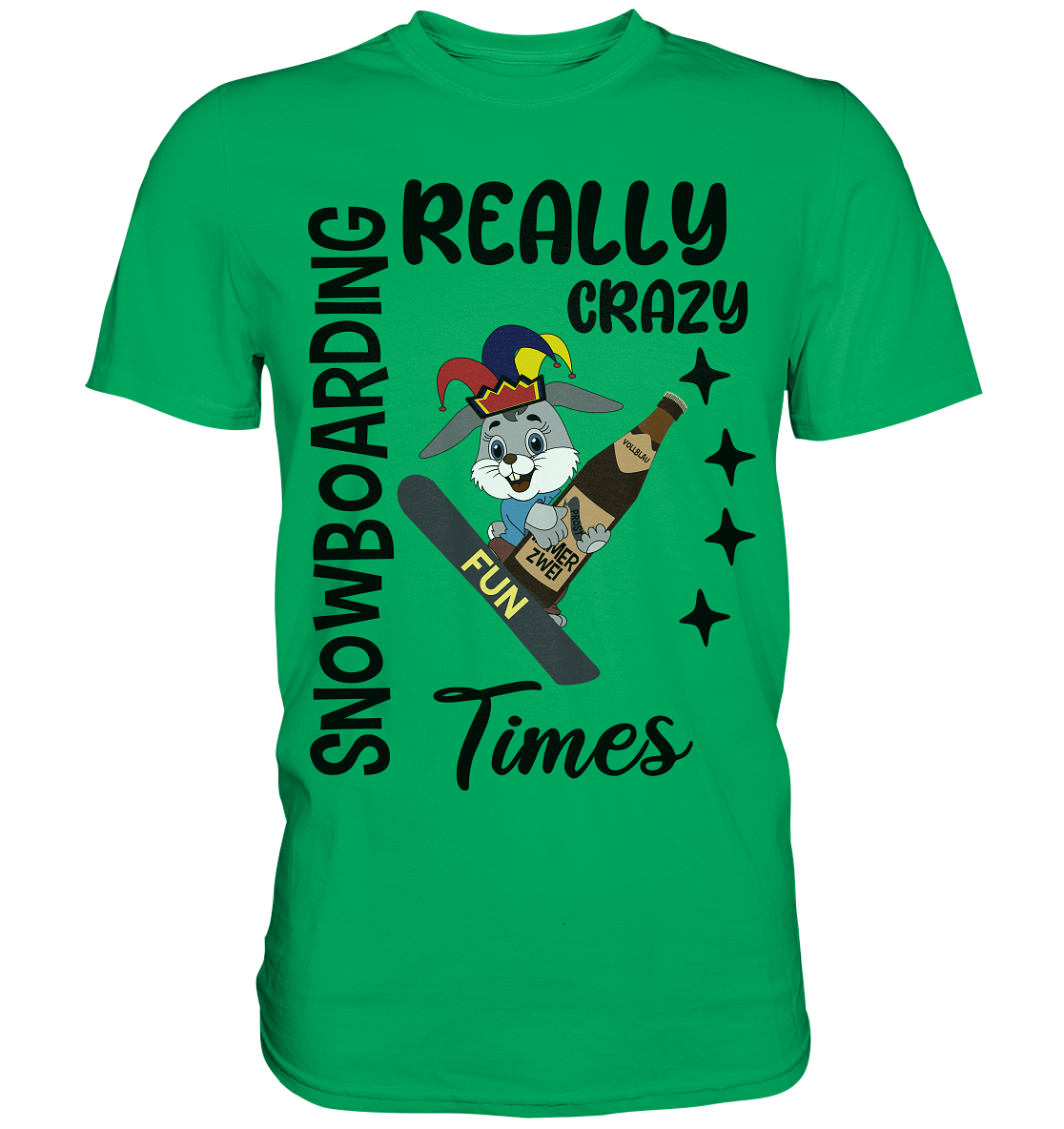 Snowboarding, really crazy, Osterhase mit Bierflasche  - Premium Shirt