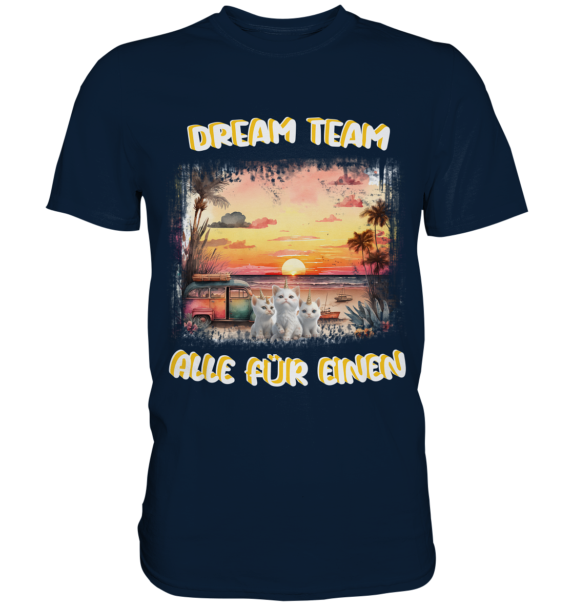 Dream Team, Einhorn Katzen Shirt, streetwear, casual t shirt, No 5 - Premium Shirt