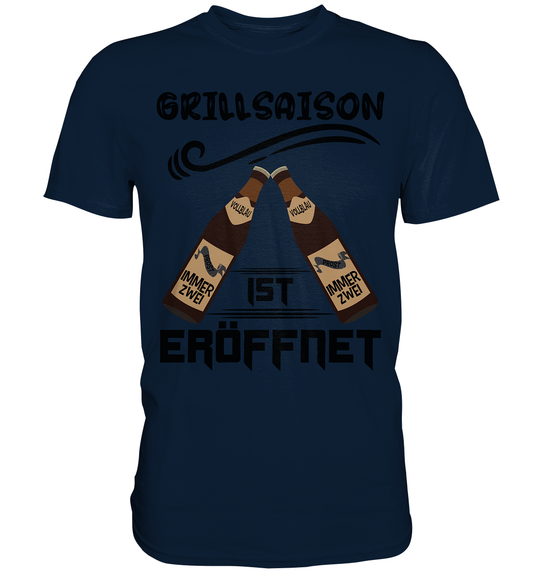 Grillsaison ist eröffnet, Grillen, Party, Feiern, Schwarzes Design - Premium Shirt