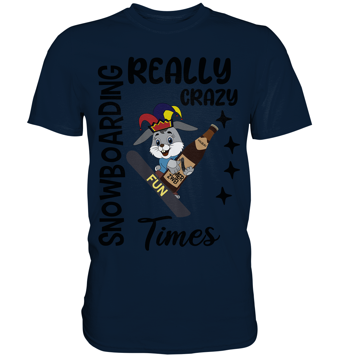 Snowboarding, really crazy, Osterhase mit Bierflasche  - Premium Shirt