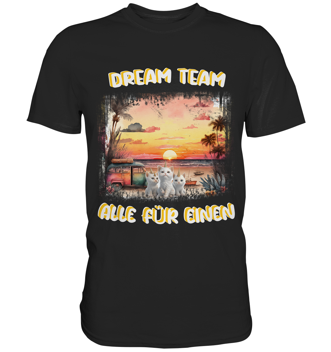 Dream Team, Einhorn Katzen Shirt, streetwear, casual t shirt, No 5 - Premium Shirt