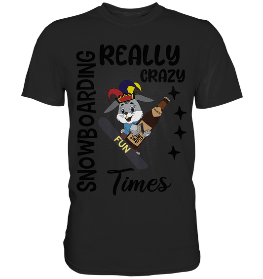 Snowboarding, really crazy, Osterhase mit Bierflasche  - Premium Shirt