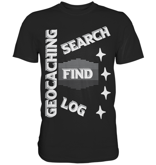 Geocaching-SEARCH-FIND-LOG, Cache Helles Disign Sterne - Premium Shirt