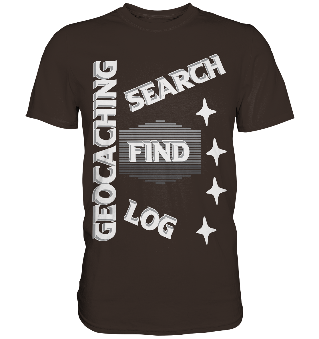 Geocaching-SEARCH-FIND-LOG, Cache Helles Disign Sterne - Premium Shirt