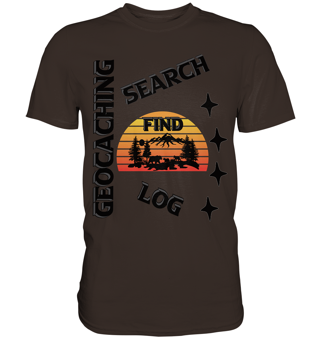 Geocaching, Suchen, Finden und Log, Geocache Schwarzes Design Mounten - Premium Shirt